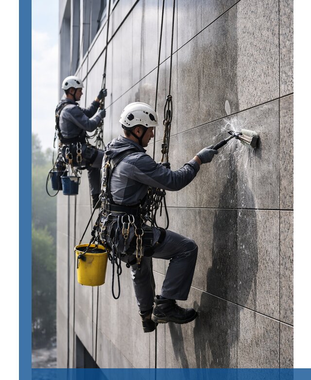 Профессиональная мойка фасада из керамогранита в Отрадном