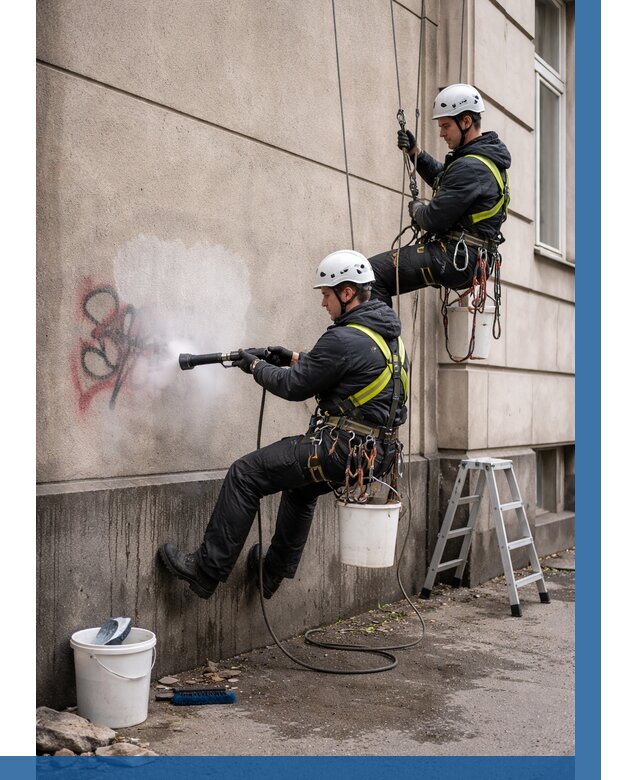 Удаление граффити с фасада в Отрадном от 4892 р. | ВЫСОТНИК-Трд