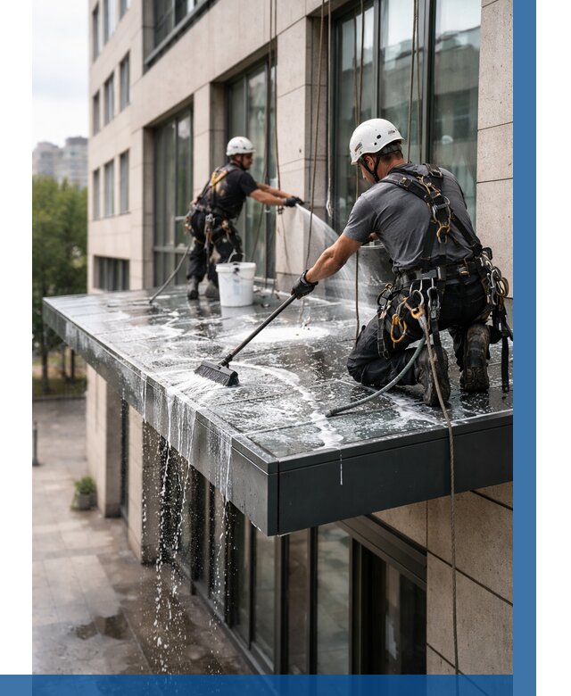 Мойка козырьков и навесов в Отрадном от 3805 р. | ВЫСОТНИК-Трд