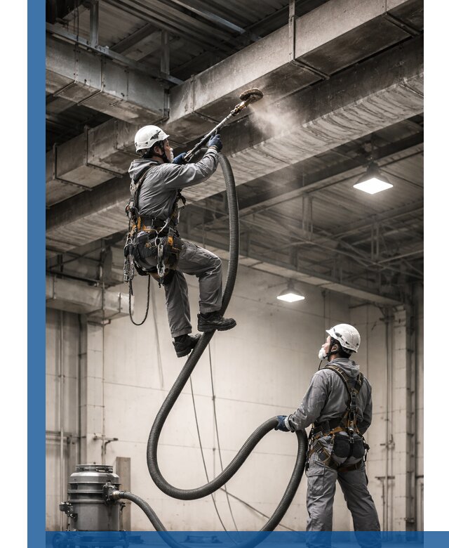 Обеспыливание потолочных конструкций в Отрадном промышленным альпинизмом