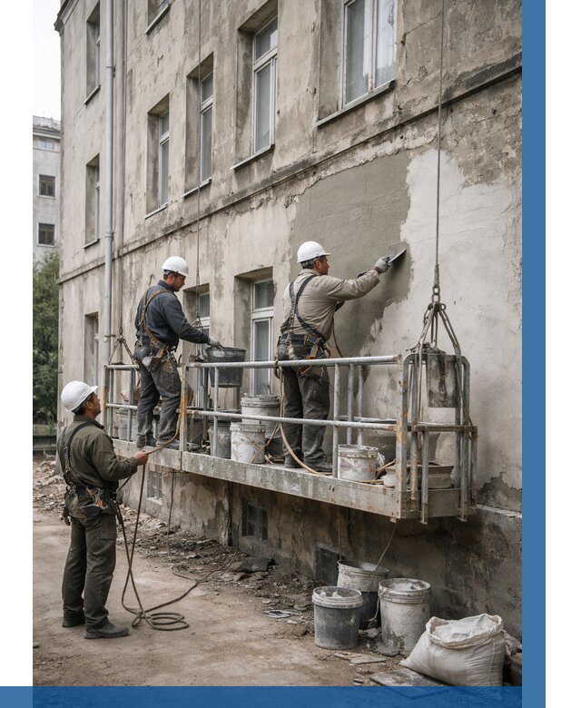 Капитальный ремонт фасада в Отрадном от 4565 р. | ВЫСОТНИК-Трд