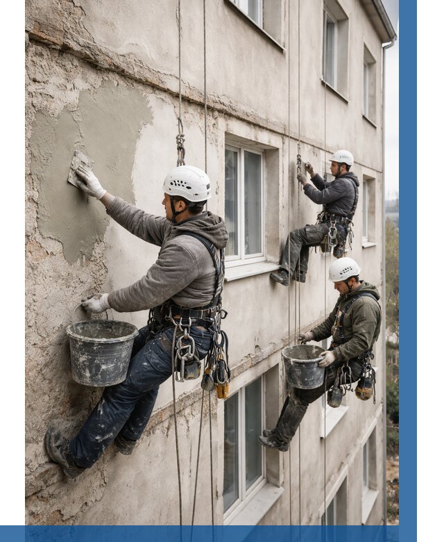 Ремонт штукатурного фасада в Отрадном от 815 р. под ключ | ВЫСОТНИК-Трд