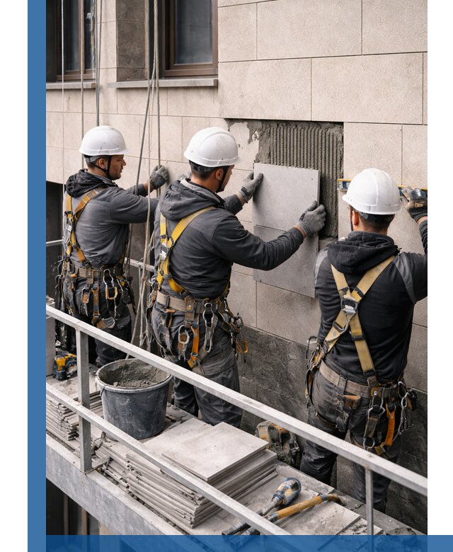 Ремонт облицовки фасада плиткой в Отрадном с гарантией