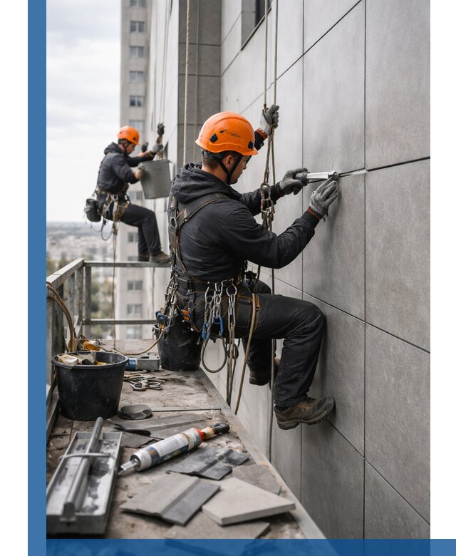 Профессиональный ремонт фасада из керамогранита в Отрадном