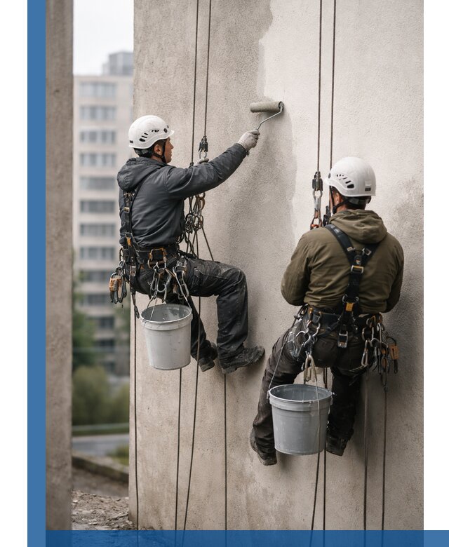 Покраска фасадов высотными альпинистами в Отрадном с гарантией