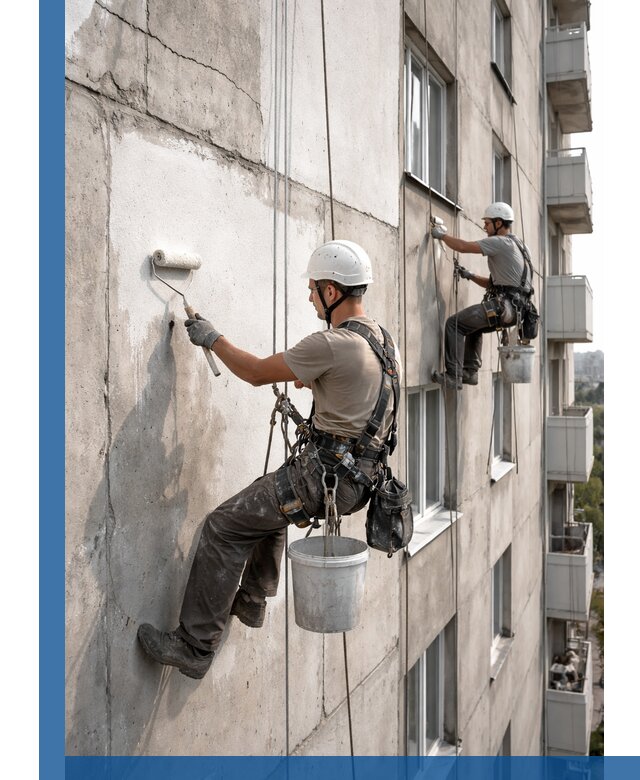 Покраска бетонного фасада в Отрадном для жилых и промышленных объектов