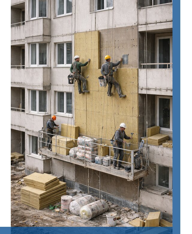 Утепление фасада минватой в Отрадном от 1631 р. | ВЫСОТНИК-Трд