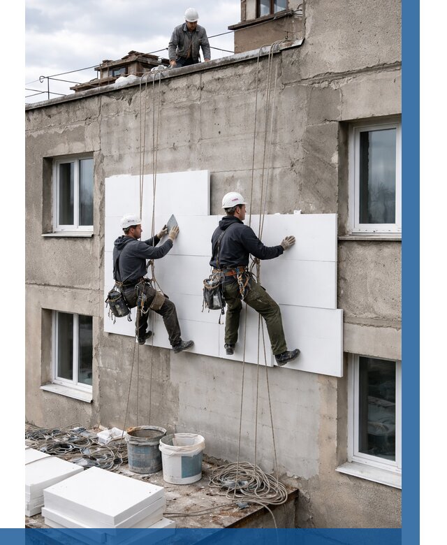 Утепление фасада пенополистиролом в Отрадном от 1957 р. | ВЫСОТНИК-Трд