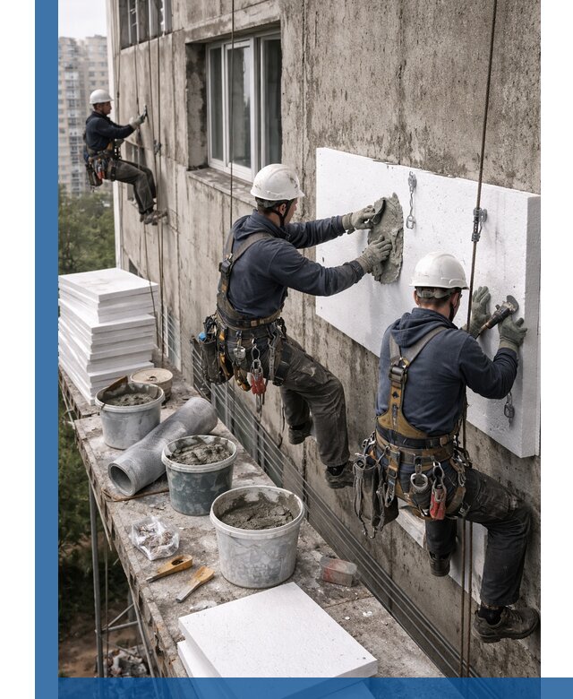 Утепление фасада пенополистиролом в Отрадном под ключ