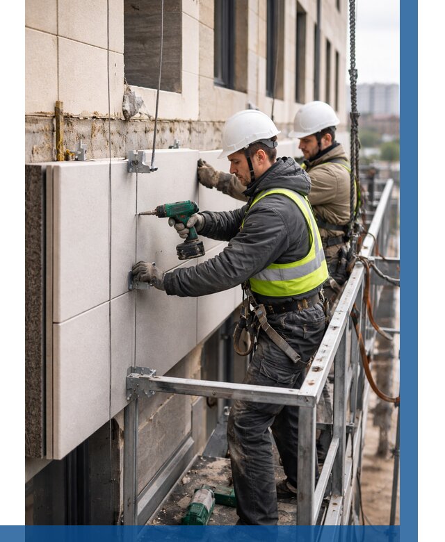 Монтаж фасадных термопанелей в Отрадном от 1631 р. | ВЫСОТНИК-Трд