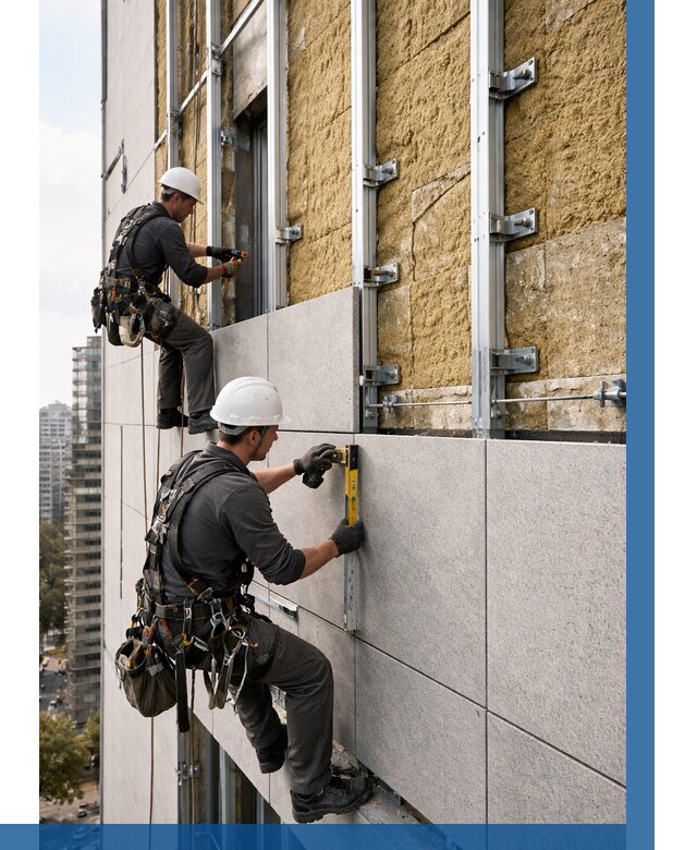 Монтаж вентилируемого фасада в Отрадном от 3805 р. | ВЫСОТНИК-Трд