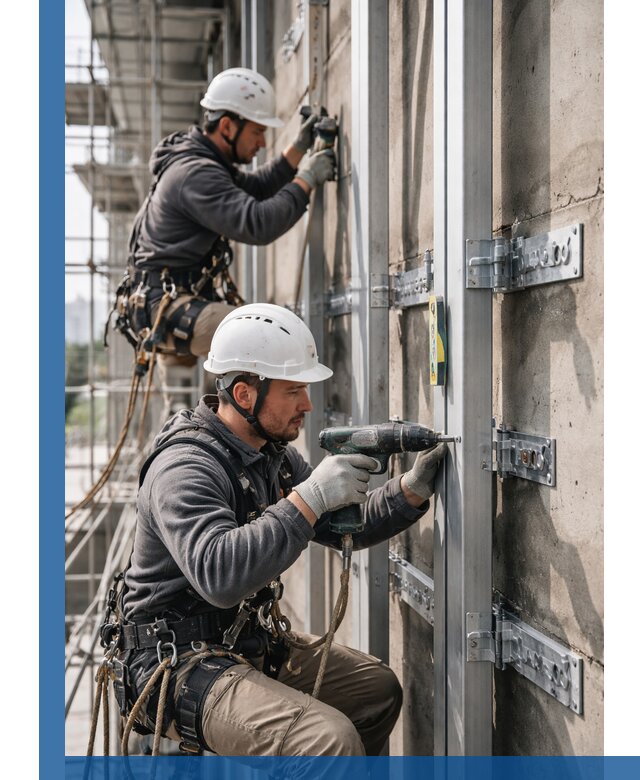 Монтаж и крепление подсистемы вентфасада в Отрадном