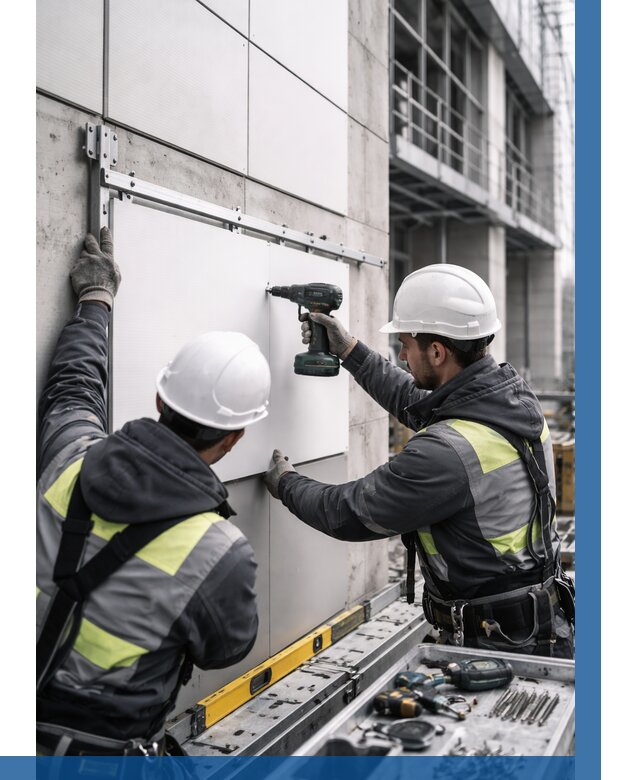 Монтаж композитных панелей фасада в Отрадном от 2718 р. | ВЫСОТНИК-Трд