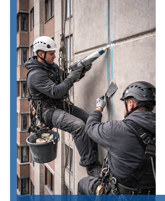 Вторичная герметизация швов фасада и кровли в Отрадном