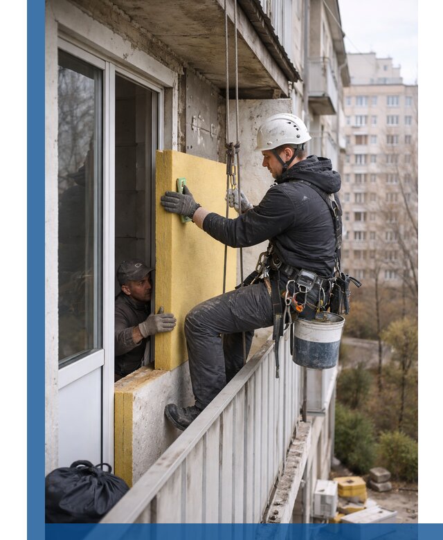 Профессиональное утепление балкона снаружи в Отрадном под ключ