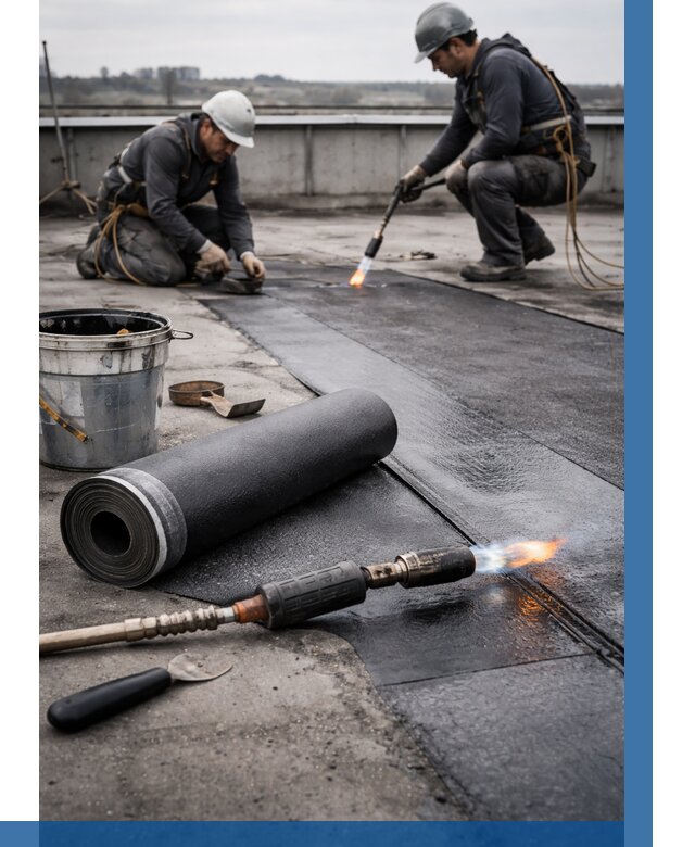 Ремонт рулонной кровли в Отрадном от 707 р. | ВЫСОТНИК-Трд