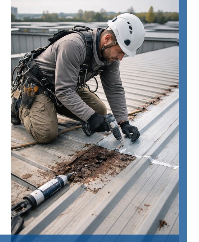 Ремонт профнастила на кровле в Отрадном от 761 р. | ВЫСОТНИК-Трд