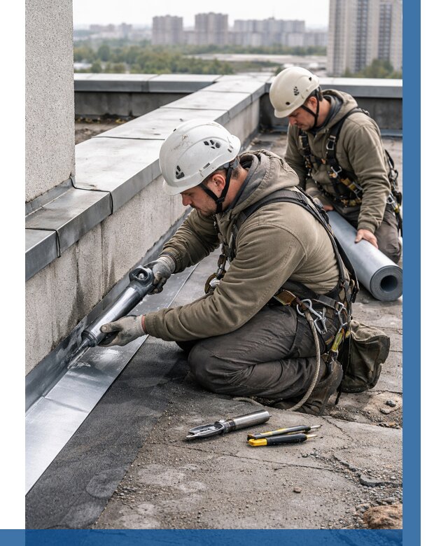 Ремонт кровельных примыканий в Отрадном от 1304 р. | ВЫСОТНИК-Трд