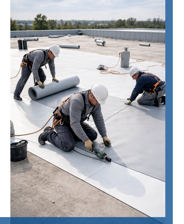 Монтаж мембранной кровли под ключ в Отрадном от 1304 р. | ВЫСОТНИК-Трд