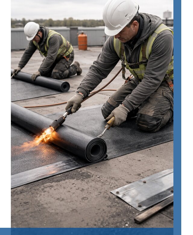 Монтаж наплавляемой кровли в Отрадном от 924 р. — ВЫСОТНИК-Трд