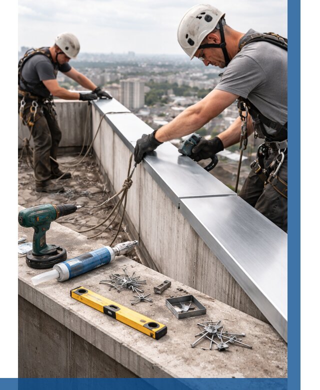 Монтаж парапетных крышек в Отрадном от 870 р. | ВЫСОТНИК-Трд