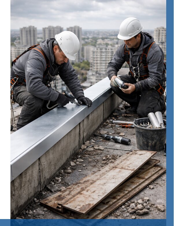 Замена парапетных крышек под ключ в Отрадном от 1304 р. | ВЫСОТНИК-Трд