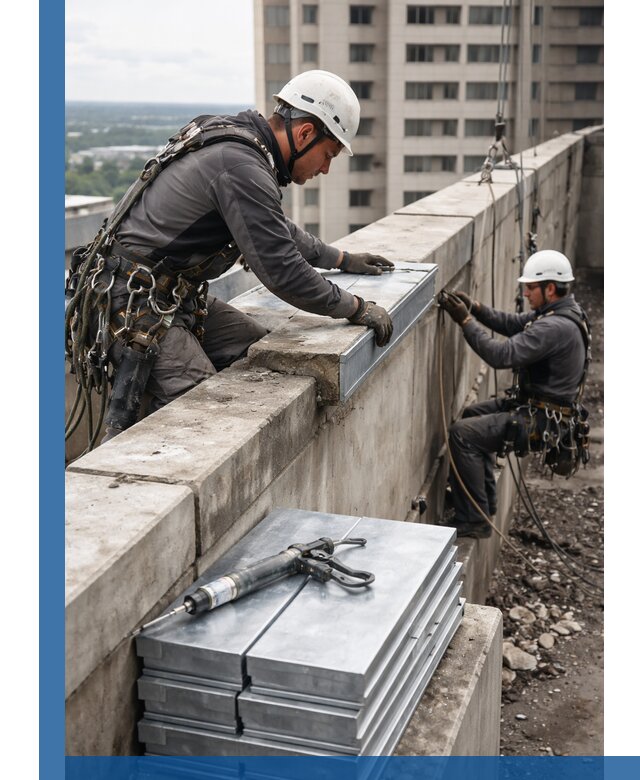 Замена парапетных крышек и установка новых в Отрадном