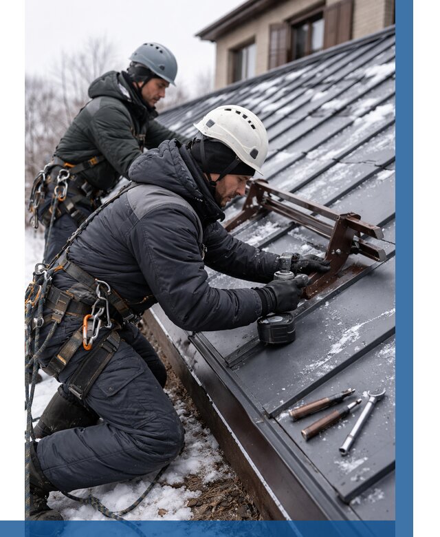 Монтаж снегозадержателей в Отрадном от 489 р. | ВЫСОТНИК-Трд