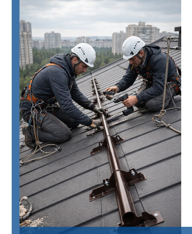 Монтаж снегозадержателей на кровле зданий в Отрадном под ключ