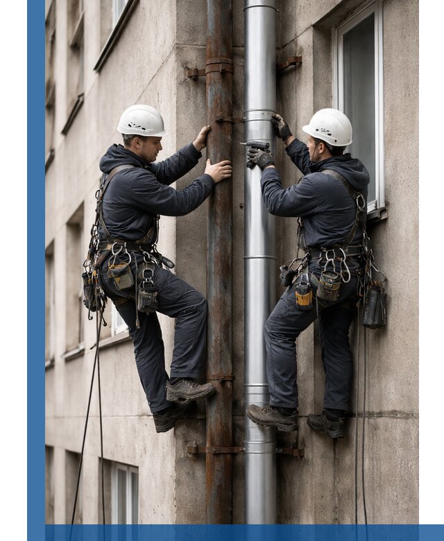 Замена водосточных труб в Отрадном: монтаж и демонтаж под ключ