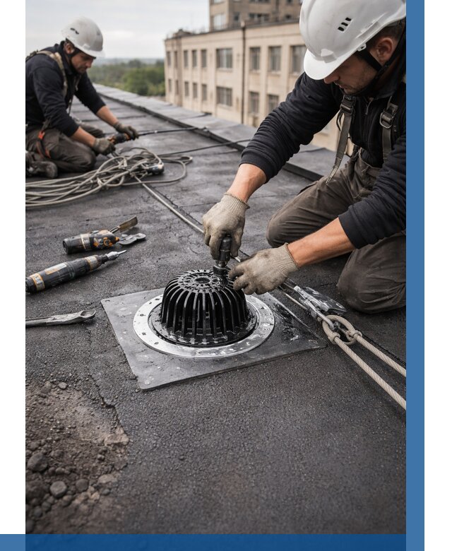 Установка водосточных воронок в Отрадном цена от 3805 р. | ВЫСОТНИК-Трд