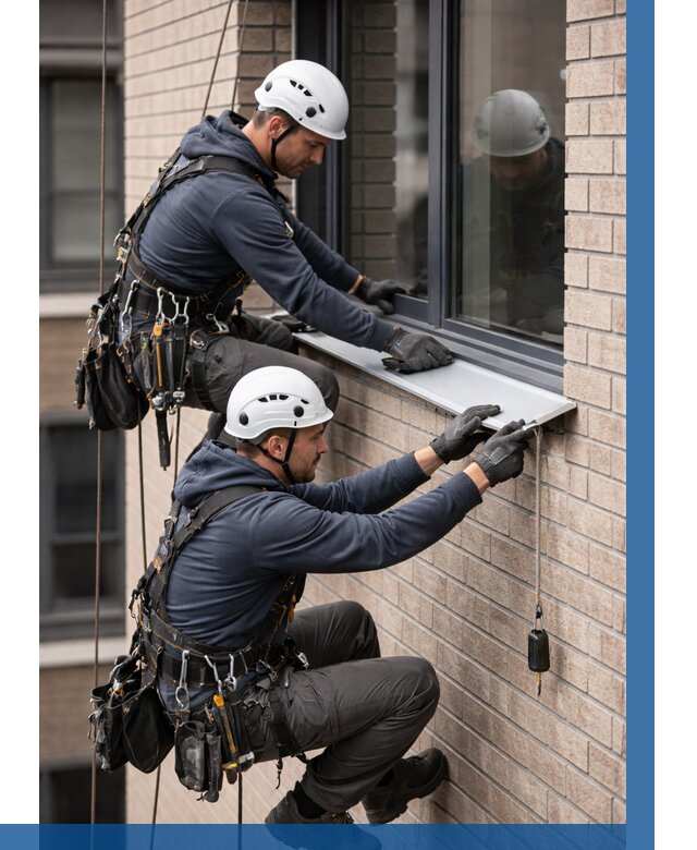 Монтаж оконных отливов под ключ в Отрадном от 3805 р. | ВЫСОТНИК-Трд