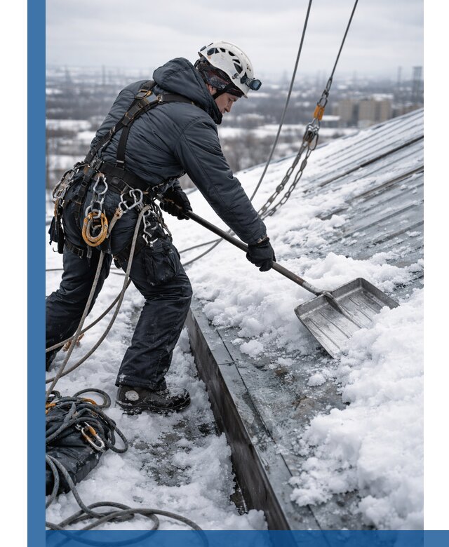 Профессиональная очистка кровли от снега и наледи в Отрадном