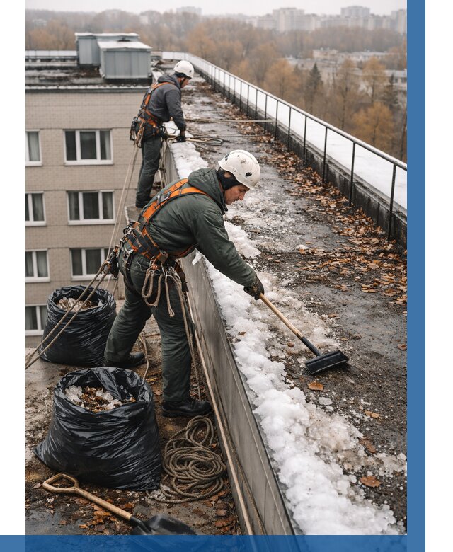 Очистка кровли по периметру в Отрадном от 598 р. | ВЫСОТНИК-Трд