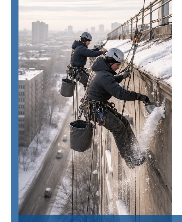 Очистка карнизов от снега в Отрадном профессионально и безопасно