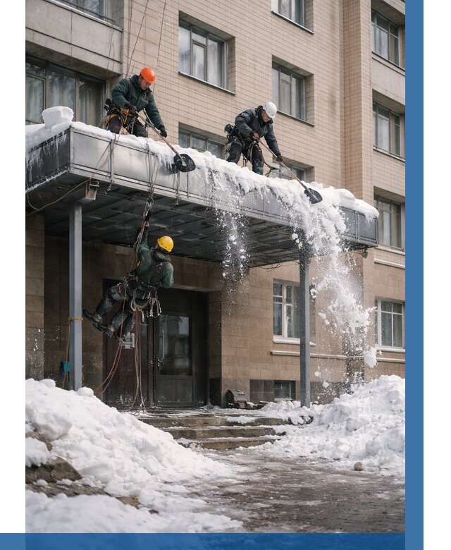 Очистка козырьков от снега в Отрадном от 3805 р. | ВЫСОТНИК-Трд