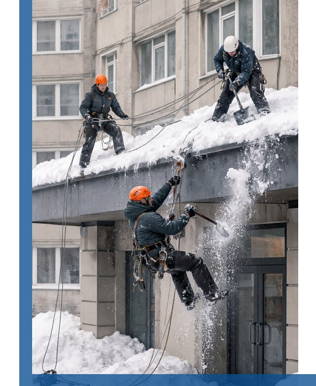 Безопасная очистка навесов от снега в Отрадном круглогодично