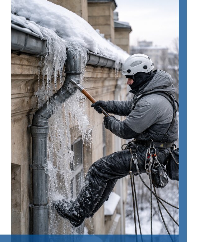 Очистка водостоков от льда в Отрадном от 3805 р. | ВЫСОТНИК-Трд