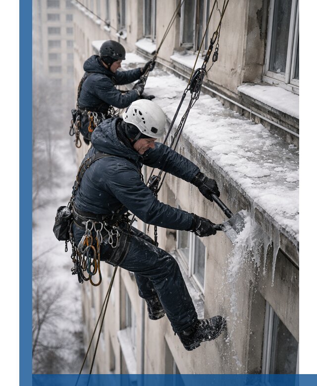 Удаление наледи и сосулек с карнизов в Отрадном профессионально