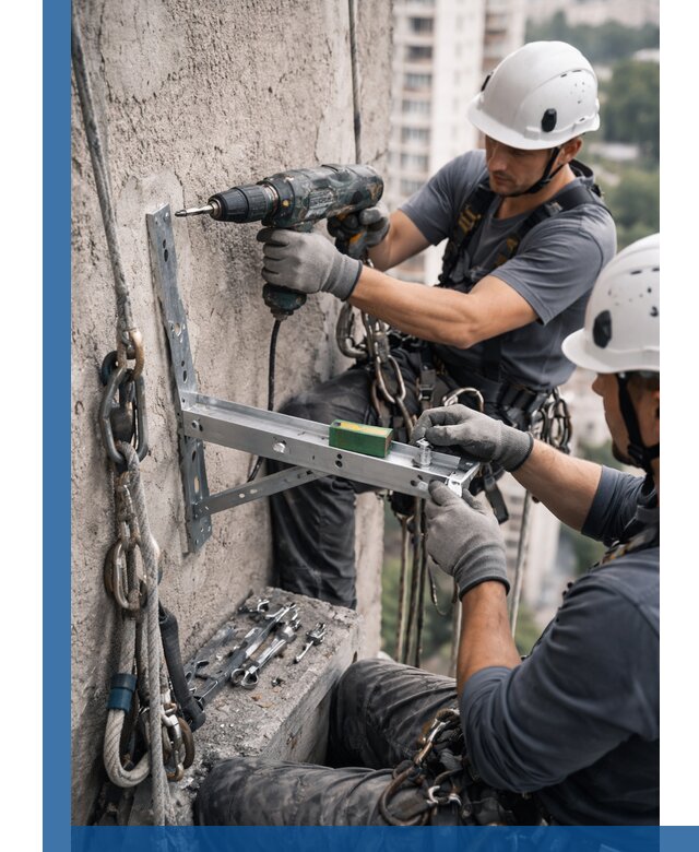 Установка кронштейнов кондиционера и крепежа в Отрадном