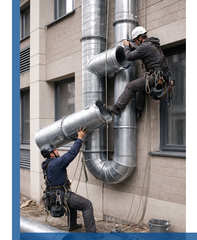 Монтаж фасадных воздуховодов в Отрадном с герметизацией и крепежом