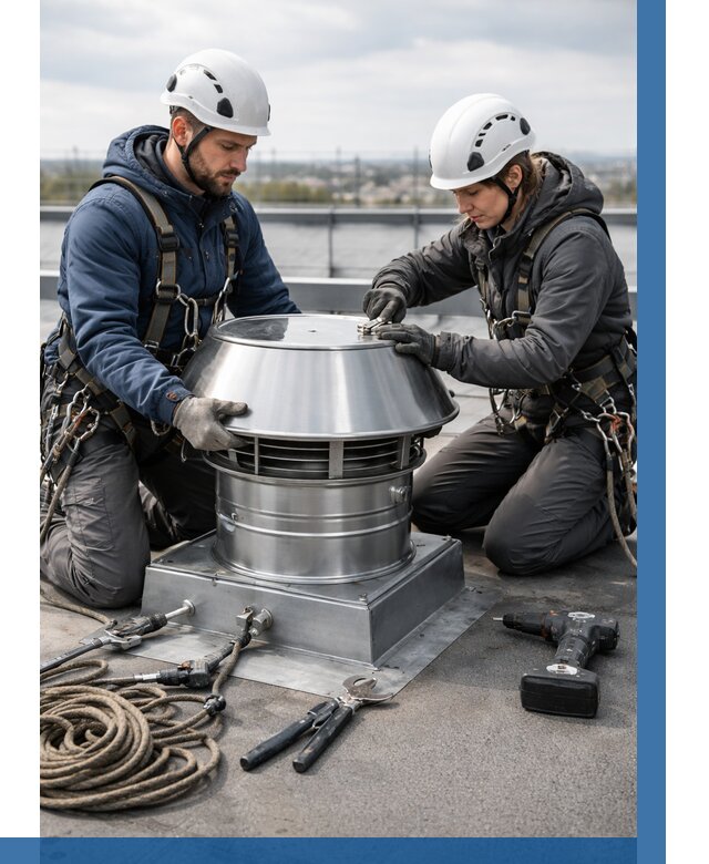 Установка дефлекторов на кровле в Отрадном от 4892 р. | ВЫСОТНИК-Трд