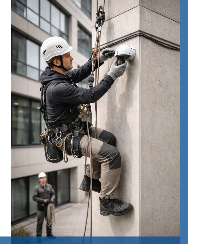 Монтаж камер видеонаблюдения на фасаде в Отрадном от 9240 р.-ВЫСОТНИК-Трд