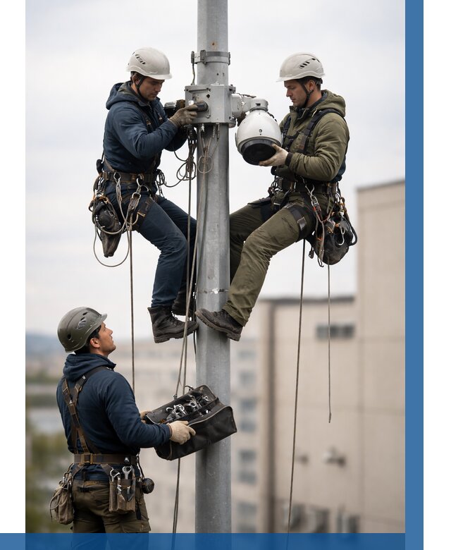 Установка видеокамер на мачте в Отрадном от 9240 р. | ВЫСОТНИК-Трд