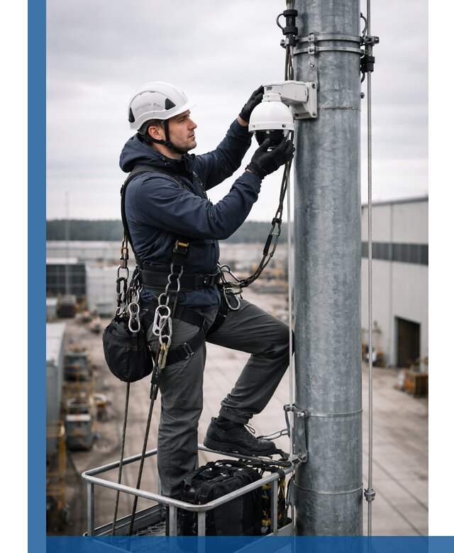 Профессиональная установка видеокамер на мачте в Отрадном