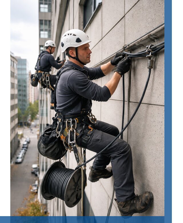 Прокладка кабеля по фасаду в Отрадном от 380 р. | ВЫСОТНИК-Трд