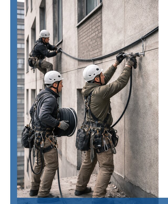 Прокладка кабеля по фасаду в Отрадном, профессиональный монтаж