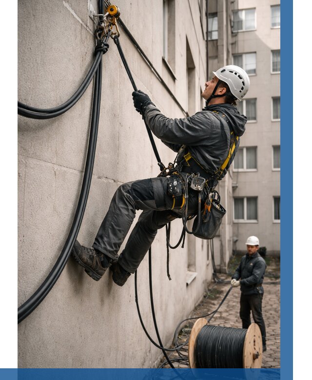 Протяжка кабеля питания на высоте в Отрадном от 489 р. | ВЫСОТНИК-Трд