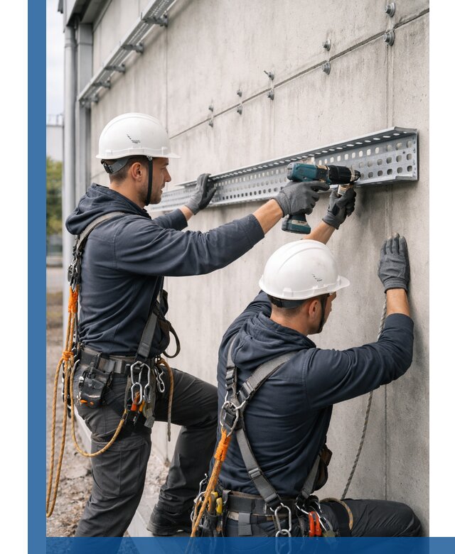 Монтаж кабельных лотков на фасаде зданий в Отрадном с гарантией