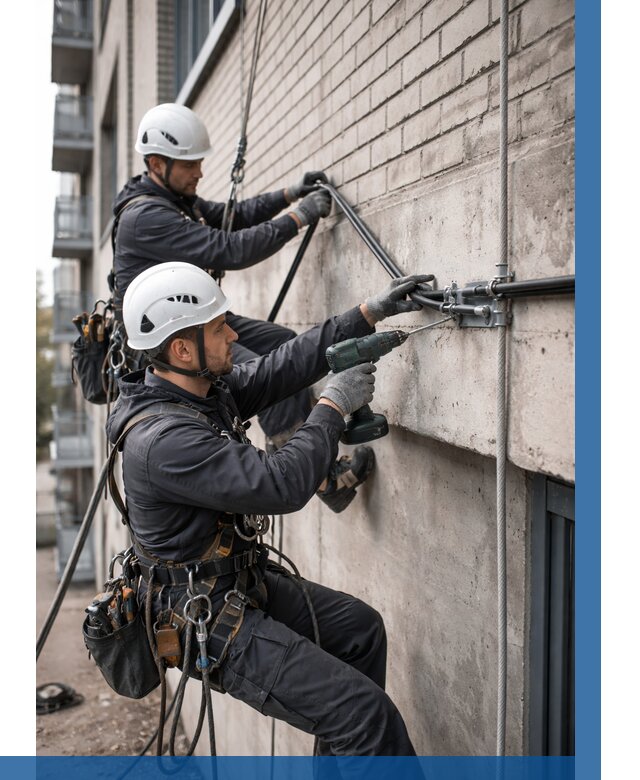 Крепление кабеля на фасаде в Отрадном от 380 р. | ВЫСОТНИК-Трд